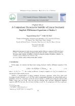 A comparison theorem for stability of linear stochastic implicit difference equations of Index-1