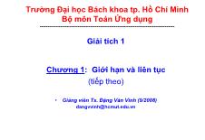 Bài giảng Giải tích 1 - Chương 1: Giới hạn và liên tục (Tiếp theo) - Đặng Văn Vinh