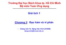 Bài giảng Giải tích 1 - Chương 2: Đạo hàm và vi phân - Đặng Văn Vinh