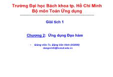 Bài giảng Giải tích 1 - Chương 2: Đạo hàm và vi phân (Tiếp theo) - Đặng Văn Vinh