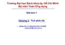 Bài giảng Giải tích 1 - Chương 3: Tích phân (Tiếp theo) - Đặng Văn Vinh