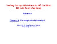 Bài giảng Giải tích 1 - Chương 4: Phương trình vi phân cấp 1 - Đặng Văn Vinh