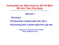 Bài giảng Giải tích 1 - Chương 4: Phương trình vi phân tuyến tính cấp 2 - Hệ phương trình vi phân tuyến tính cấp một - Đặng Văn Vinh