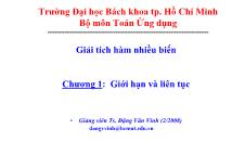 Bài giảng Giải tích 2 - Chương 1: Giới hạn và liên tục - Đặng Văn Vinh