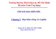 Bài giảng Giải tích 2 - Chương 2: Đạo hàm riêng và vi phân - Đặng Văn Vinh