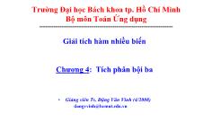 Bài giảng Giải tích 2 - Chương 4: Tích phân bội ba - Đặng Văn Vinh