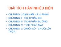 Bài giảng Giải tích hàm nhiều biến - Chương 1: Đạo hàm và vi phân (Phần 1)