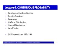 Bài giảng Probability & Statistics - Lecture 6: Continuous probability - Bùi Dương Hải