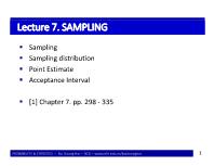 Bài giảng Probability & Statistics - Lecture 7: Sampling - Bùi Dương Hải