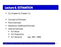 Bài giảng Probability & Statistics - Lecture 8: Estimation - Bùi Dương Hải