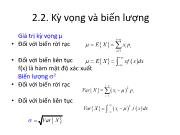 Bài giảng Quy hoạch thực nghiệm - Chương 2b: Kỳ vọng và biến lượng