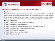 Bài giảng Toán cao cấp cho các nhà kinh tế 2 - Bài 1: Các khái niệm cơ bản về hàm số một biến số - Đoàn Trọng Tuyến