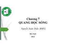 Bài giảng Vật lý đại cương 2 - Chương 7: Quang học sóng (Phần 1) - Nguyễn Xuân Thấu