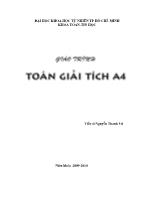 Giáo trình Toán giải tích A4 - Nguyễn Thanh Vũ