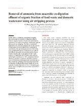 Removal of ammonia from anaerobic co-digestion effluent of organic fraction of food waste and domestic wastewater using air stripping process