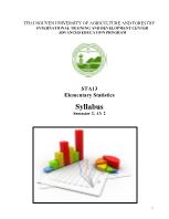 Syllabus of Elementary Statistics - Phạm Thanh Hiếu