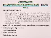 Bài giảng Tiếng Việt thực hành - Chương III: Phân tích, tạo lập văn bản - đoạn văn