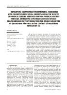 Developing sustainable tourism model associated with conserved education, understanding the identity of physical culture heritage and non-Physical culture heritage, developing livelihood and sustainable multidimension poverty reduction for ethnic minoriti