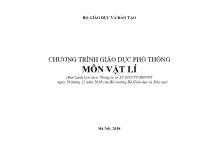 Chương trình giáo dục phổ thông môn Vật lí