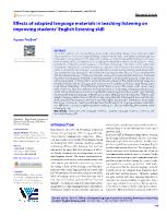 Effects of adapted language materials in teaching listening on improving students’ English listening skill