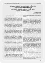 Áp dụng phương pháp giảng dạy tiếng Anh lấy sinh viên làm trọng tâm trong các trường đại học ở Việt Nam: Lợi ích và thách thức