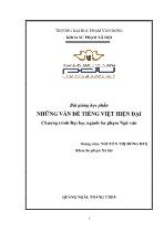 Bài giảng Những vấn đề tiếng Việt hiện đại (Phần 1)