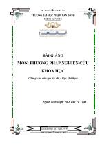 Bài giảng Phương pháp nghiên cứu khoa học - Bùi Tá Toàn