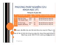 Bài giảng Phương pháp nghiên cứu khoa học (IT) - Bài 1: Giới thiệu chung về nghiên cứu khoa học