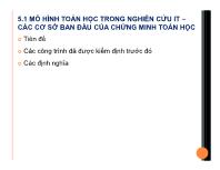 Bài giảng Phương pháp nghiên cứu khoa học (IT) - Bài 5: Mô hình toán học trong nghiên cứu IT – Các cơ sở ban đầu của chứng minh toán học