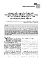 Kết quả điều tra một số dấu hiệu tầm hoạt động tay (Dấu hiệu nhân trắc động) của người Việt Nam trong lứa tuổi lao động giai đoạn hiện nay