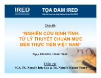 Nghiên cứu định tính: Từ lý thuyết chuẩn mực đến thực tiễn Việt Nam - Nguyễn Đức Lộc